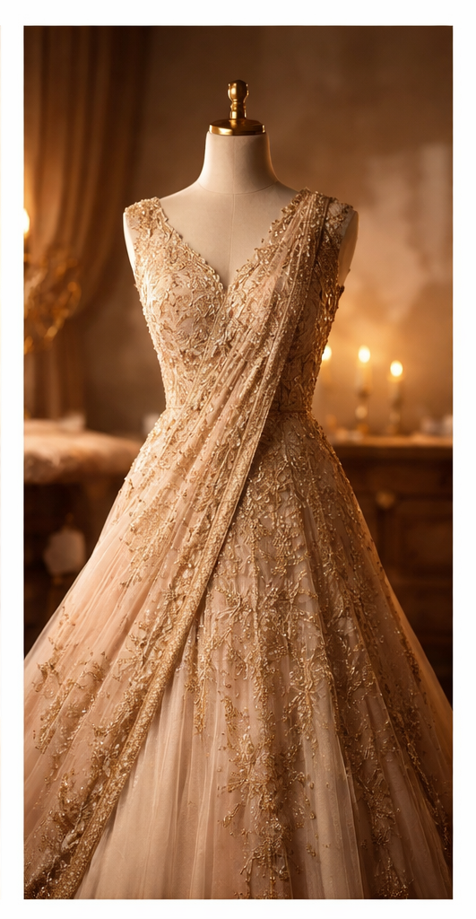 Handcrafted couture fabric work
